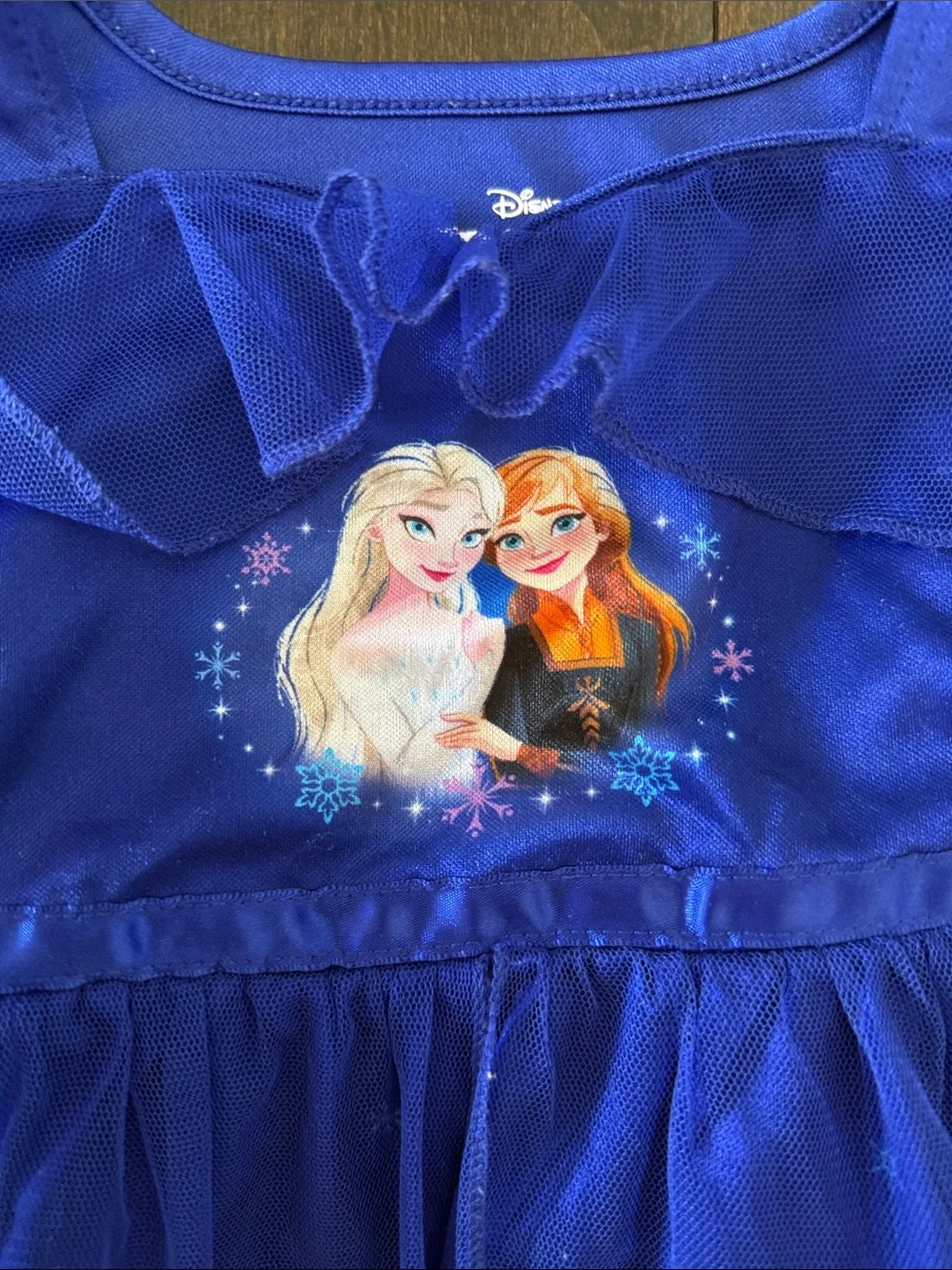 Disney Frozen Royal Blue Elsa & Anna Tulle Princess Costume Nightgown! Size 4/5 - Picture 2 of 9